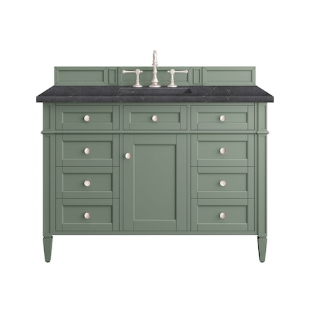 James Martin Vanities Brittany 48in Single Vanity, Smokey Celadon w/ 3 CM Charcoal Soapstone Top 650-V48-SC-3CSP
